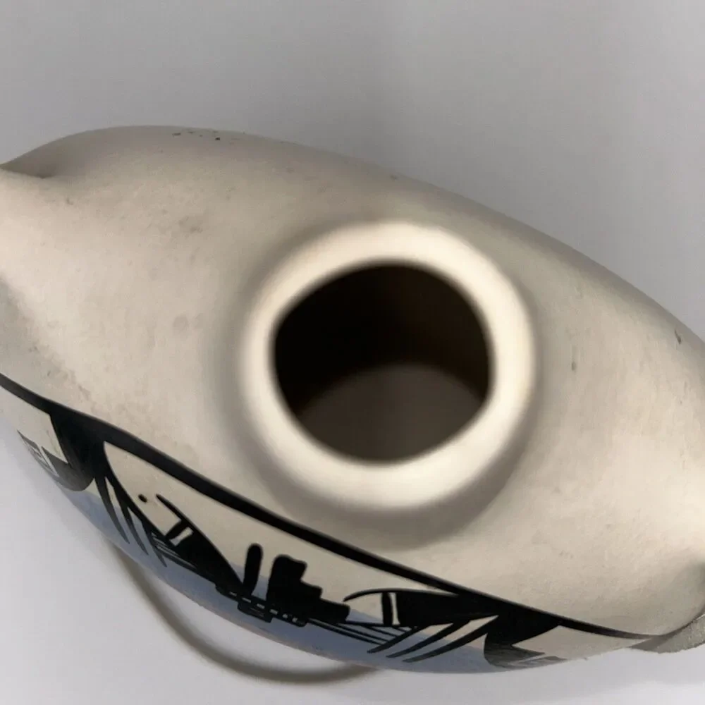 END  Of TRAIL  SOUTHWESTERN CLAY CANTEEN POTTERY TURQUOISE NEZ NAVAJO 7”